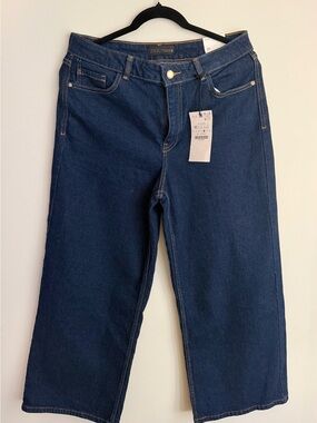 Zara Indigo Wide-Leg Cropped Jeans